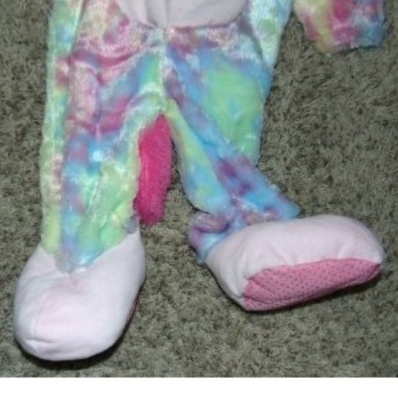 Baby Unicorn Rainbow Halloween Costume 6/12 months 1 Pc Hooded Footed Jumpsuit - Picture 4 of 6